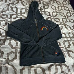 Aviator Nation Charcoal 🌈 Rainbow 🌈 Embroidered Zip Hoodie S - RARE